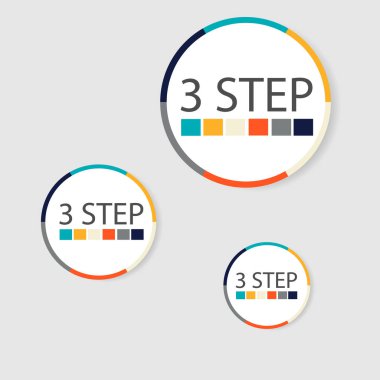 Modern dairesel infographics 3 adımları, segmentler için yıllık raporlar, grafikler, sunumlar, web tasarım