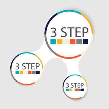 Modern dairesel infographics 3 adımları, segmentler için yıllık raporlar, grafikler, sunumlar, web tasarım