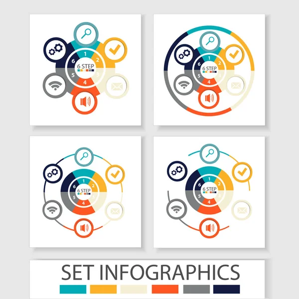 Set of vector circles and other elements for infographic. Template for cycle diagram, graph, presentation. Business concept with 6 options — Stock Vector