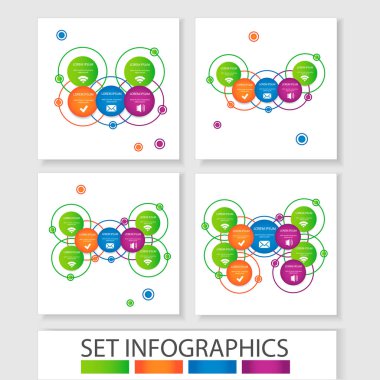 Vektör daireler ve diğer öğeler için Infographic kümesi. Döngü diyagramı, grafik, tanıtım için şablon.