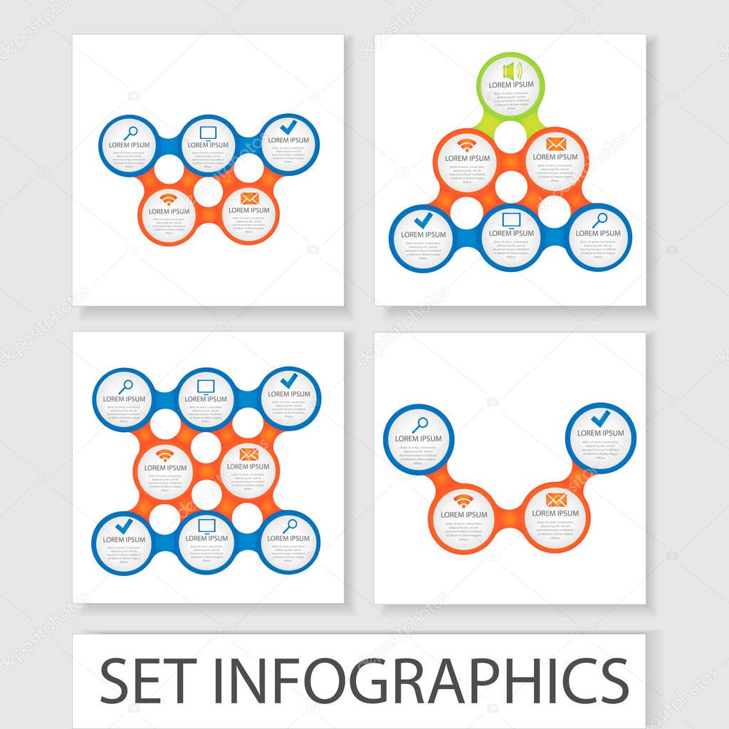 Set of vector circles and other elements for infographic. Template for cycle diagram, graph, presentation.