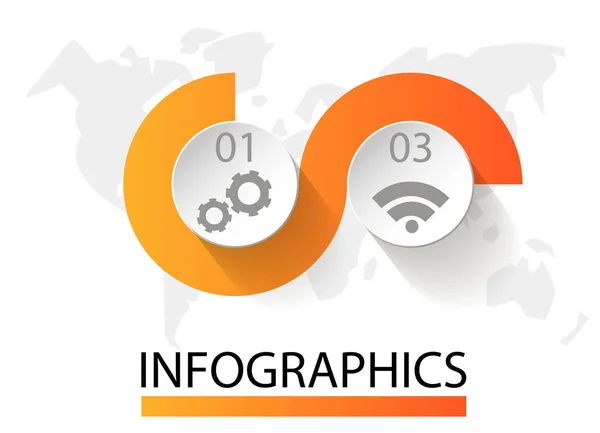 Infographics cirkulär vektor banner 2 steg. Vektor mönster av bollar, bubblor för företagspresentationer, design, utbildning — Stock vektor