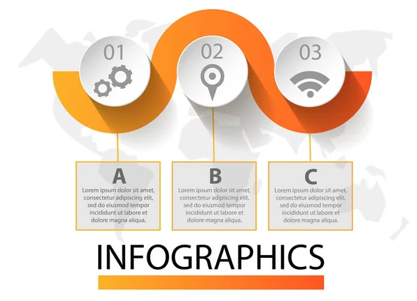 Infografic banner vectorial circular de 3 pași. Modelul vectorial de bile, bule pentru prezentări de afaceri, design, educație — Vector de stoc