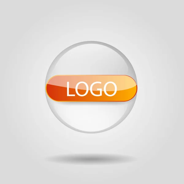 Ilustración vectorial del logotipo en forma de vidrio, círculo transparente con signo y lugar para el texto. Uso en diseño — Archivo Imágenes Vectoriales