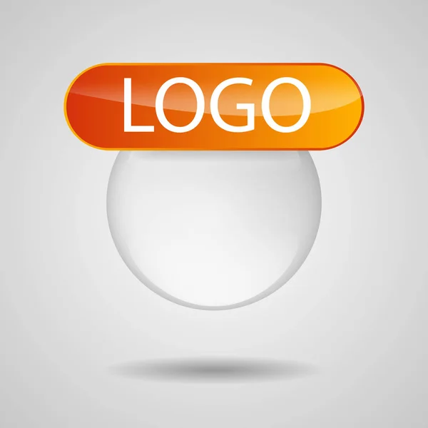 Ilustración vectorial del logotipo en forma de vidrio, círculo transparente con signo y lugar para el texto. Uso en diseño — Vector de stock