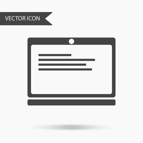 Vector business icon laptop. Icon for for annual reports, charts, presentations, workflow layout, banner, number options, step up options, web design. Contemporary flat design