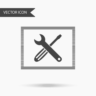 Vektör iş simge anahtarı ve tornavida. Yıllık raporlar, grafikler, sunumlar, iş akışı düzeni, afiş, numarası seçenekleri, için için simge seçenekleri, web tasarım adım. Çağdaş düz tasarım