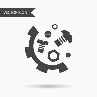 Vector business icon gears nuts and bolts. Icon for for annual reports, charts, presentations, workflow layout, banner, number options, step up options, web design. Contemporary flat design clipart