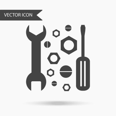 Vektör iş simge tornavida, İngiliz anahtarı ve fındık. Yıllık raporlar, grafikler, sunumlar, iş akışı düzeni, afiş, numarası seçenekleri, için için simge seçenekleri, web tasarım adım. Çağdaş düz tasarım