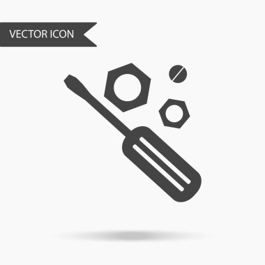 Vektör iş simge tornavida ve fındık. Yıllık raporlar, grafikler, sunumlar, iş akışı düzeni, afiş, numarası seçenekleri, için için simge seçenekleri, web tasarım adım. Çağdaş düz tasarım