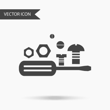 Vektör iş simge tornavida ve fındık. Yıllık raporlar, grafikler, sunumlar, iş akışı düzeni, afiş, numarası seçenekleri, için için simge seçenekleri, web tasarım adım. Çağdaş düz tasarım