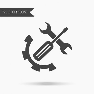 Vektör iş simge anahtarı ve tornavida. Yıllık raporlar, grafikler, sunumlar, iş akışı düzeni, afiş, numarası seçenekleri, için için simge seçenekleri, web tasarım adım. Çağdaş düz tasarım