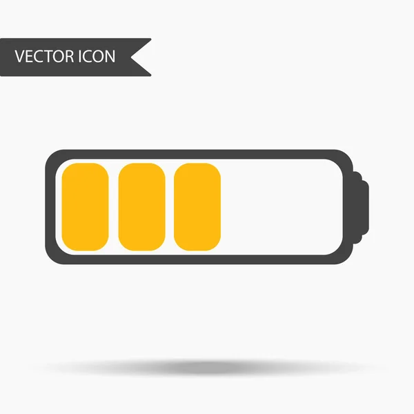 Vector business icon with half charged battery. Icon for for annual reports, charts, presentations, workflow layout, banner, number options, step up options, web design. Contemporary flat design — Stock Vector