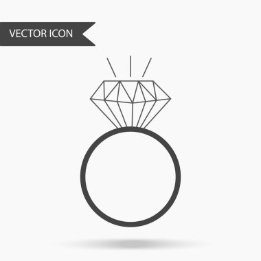 Güzel bir yüzük ile bir simge vektör Illustration. İzole arka plan üzerinde elmas alyans. Düz tasarım