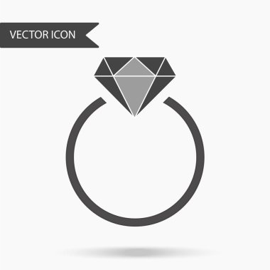 Güzel bir yüzük ile bir simge vektör Illustration. İzole arka plan üzerinde elmas alyans. Düz tasarım