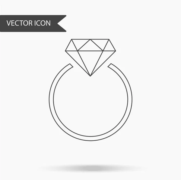 Illustration vectorielle d'une icône avec une belle bague. Bague de mariage avec diamant sur fond isolé. Conception plate — Image vectorielle