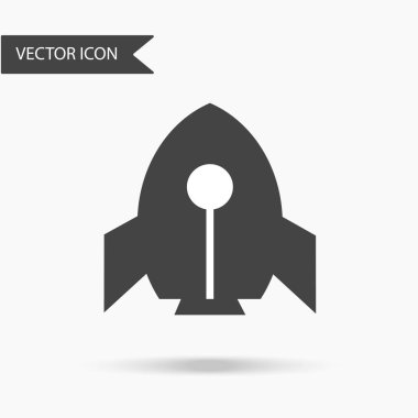 Formdaki bir uzay roketi ve beyaz bir arka plan üzerinde bir simge vektör çizim