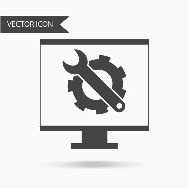 Egy ikon-ban forma-ból egy idegen rádióadást figyel a fogaskerekek egy fehér háttér vektor illusztráció — Stock Vector