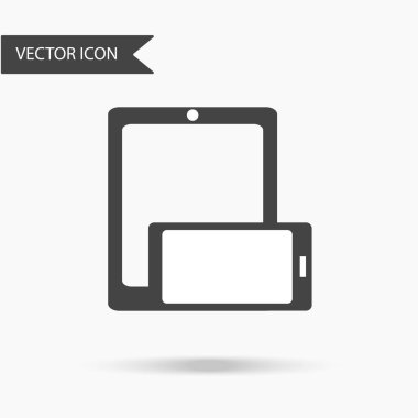 Telefon ve tablet bir simge vektör Illustration. Düz beyaz arka plan üzerinde elektronik aygıt simgesini