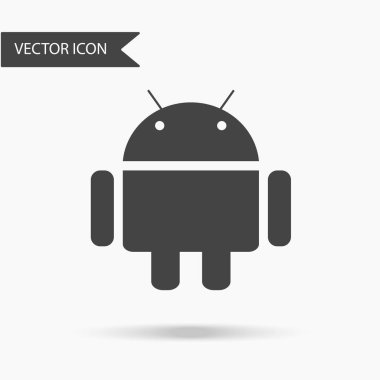 Bir simge vektör Illustration. Bir cep telefonu ve diğer elektronik cihazlar bir robot şeklinde için işletim sistemi logosu. Beyaz arka plan üzerinde düz simgesi
