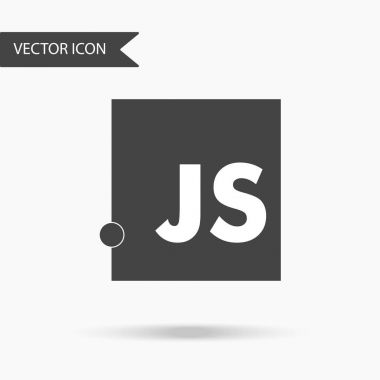 Bir programlama dili Javascript simge vektör Illustration. Beyaz arka plan üzerinde düz simgesi.