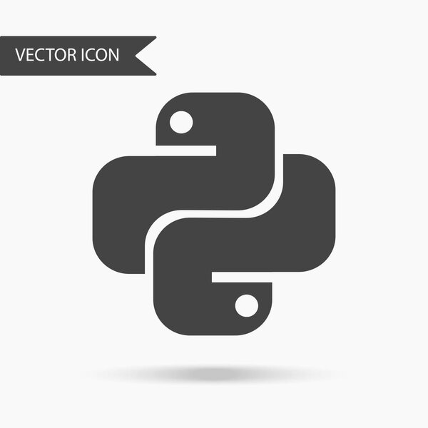 Vector illustration of an icon of the Python programming language. Logo in the form of two snakes. Flat icon on white background.