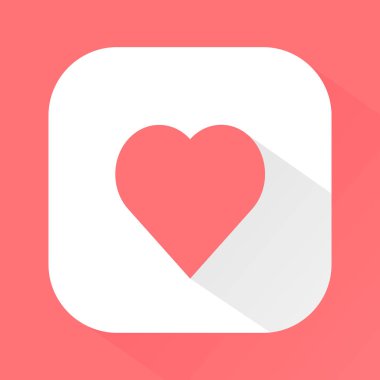 İçten kalp gölge ile. St. Valentine's Day için düz simgesi. Minimalistinichy tasarım