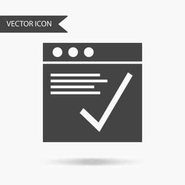 Beyaz bir arka plan üzerinde düz bir tarzda tarayıcı penceresinde metinle kene. Web tasarım, logo, Uii düz simgesi. Vektör çizim