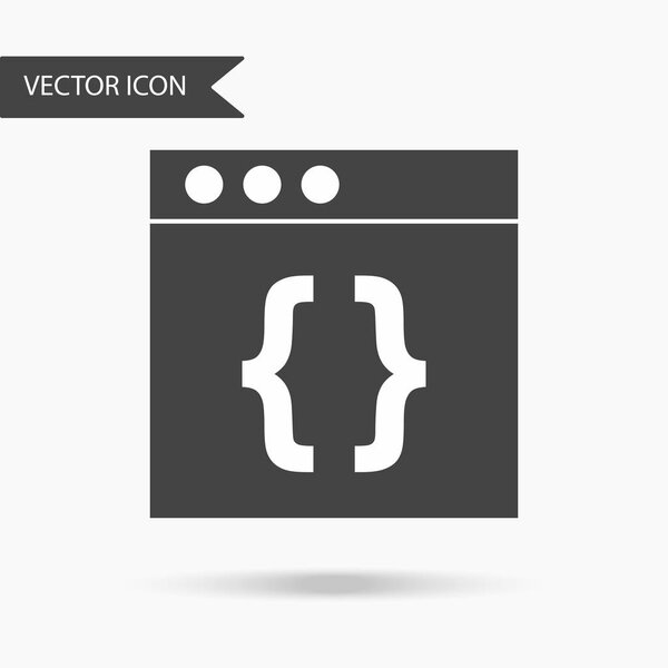 Icon with symbols of brackets on a white background. The flat icon for your web design, logo, UI. Vector illustration