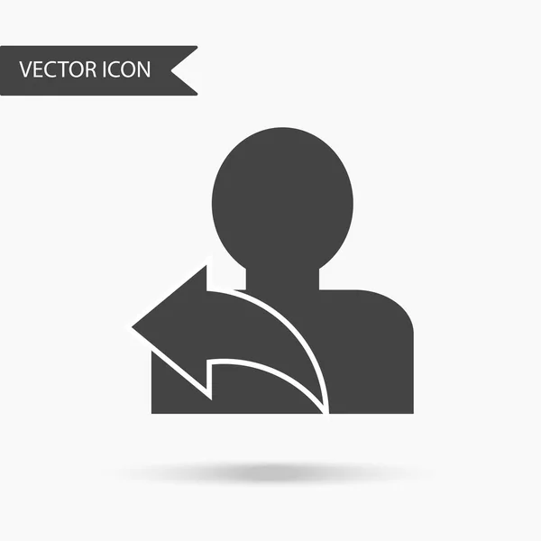 Ícone com uma imagem de uma silhueta de um retrato de um homem e uma seta em um fundo branco. O ícone plano para o seu web design, logotipo, UI. Ilustração vetorial — Vetor de Stock