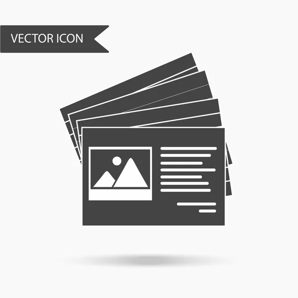 Ícone com uma imagem de cartões com texto sobre fundo branco. O ícone plano para o seu web design, logotipo, UI. Ilustração vetorial — Vetor de Stock
