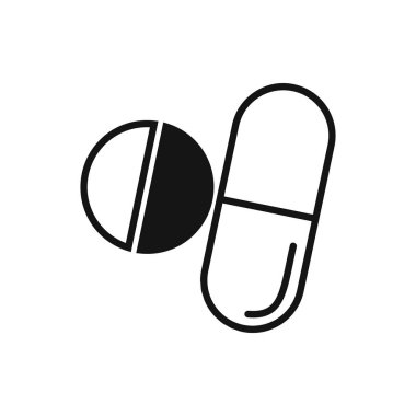 Bir tıbbi tablet ve bir uygulama, bir Web sitesi, beznes yeniden giriş, beyaz bir arka plan üzerinde infographics için hap şeklinde bir simge vektör çizim