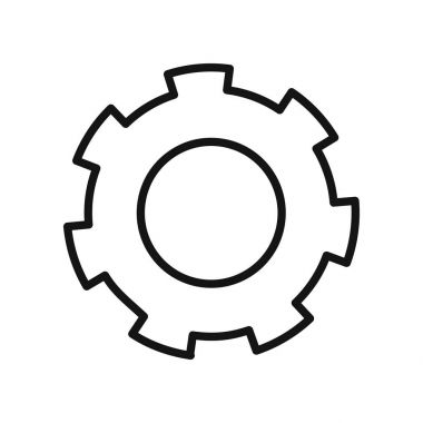 Bir dişli, bir uygulama, Web sitesi, iş sunumu, beyaz bir arka plan üzerinde infographics için resim olarak düz bir simge vektör çizim