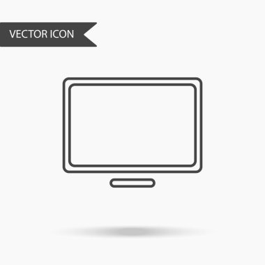 Modern ve sade düz vektör çizim. Bilgisayar monitör simgesini. Resmi Web sitesi, tanıtım, uygulama, arabirimi için