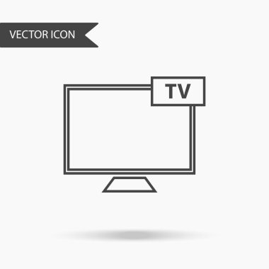 Modern ve sade düz vektör çizim. Web sitesi, tanıtım, uygulama, arabirim için Tv. görüntü yazıt ile TV simgesi
