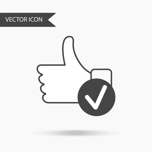 Modern and simple flat vector illustration. Thumb icon up with a check mark. Image for website, presentation, application, interface — Stock Vector