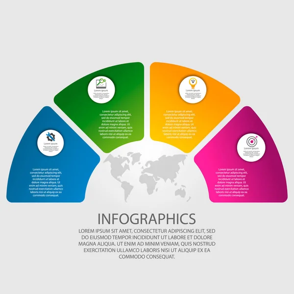 Vektör çizim. Infographics bir daire ve 3 segmentleri şeklinde. Grafikler, sunumlar, iş, üç adım ile eğitim için şablon