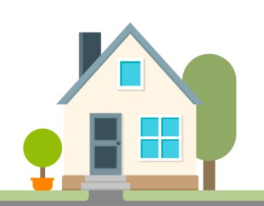 Modern ve sade düz vektör çizim. Bir simgesi bir kır evi. Resmi Web sitesi, tanıtım, uygulama, arabirimi için