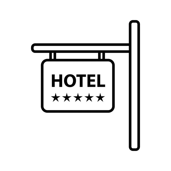 Современная и простая векторная плоская иллюстрация иконки в виде знака с текстовым отелем. С тонкими линиями для приложения, сайта, интерфейса, инфографики на белом изолированном фоне — стоковый вектор