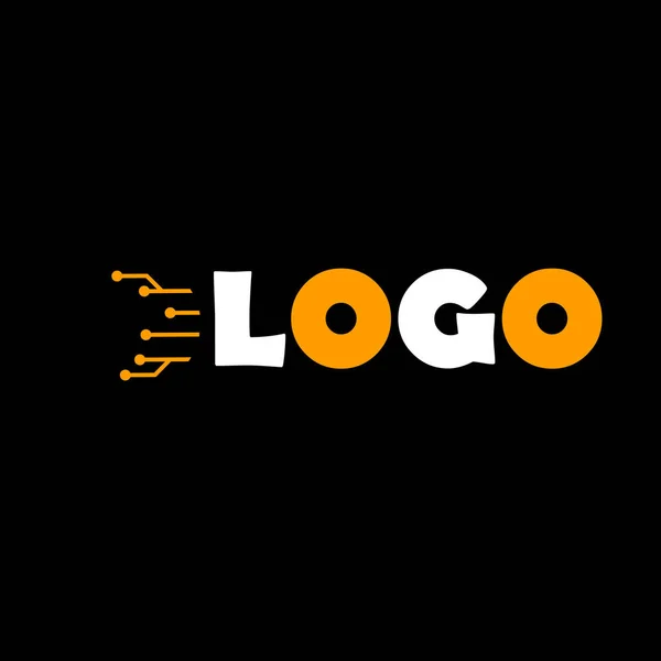 Moderne und einfache Vektorillustration eines Logos. abstraktes flaches Bild mit Linien für ein IT-Unternehmen auf schwarzem Hintergrund — Stockvektor