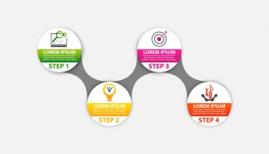 Modern vektör çizim 3d. Şablon daire infographics dört element ile. İş, sunumlar, web tasarım, 4 adımlar, seçenekleri, parçalar veya işlemlerin diyagramları için tasarlanmış. Yaratıcı kavramı