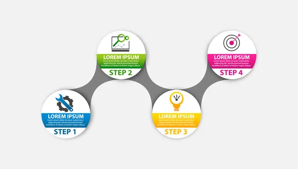 Ilustración vector moderno 3d. Infografías de círculo de plantillas con cuatro elementos. Diseñado para negocios, presentaciones, diseño web, diagramas con 4 pasos, opciones, piezas o procesos. Concepto creativo — Vector de stock