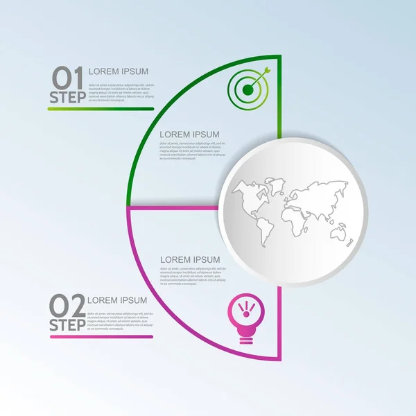 Ilustrație vectorială modernă 3d. Șablon de infografică circulară cu două elemente, sectoare și procente. Proiectat pentru afaceri, prezentări, web design, diagrame cu 2 pași — Vector de stoc