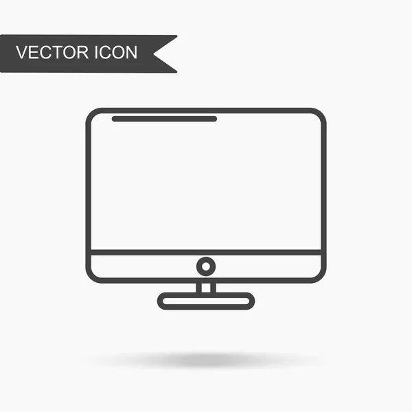 Illustration vectorielle moderne et simple de l'icône du moniteur d'ordinateur. Image plate avec des lignes fines pour l'application, site Web, interface, présentation d'entreprise, infographies sur fond blanc isolé — Image vectorielle