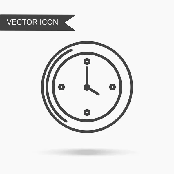 Ilustração vetorial moderna e simples de um relógio de parede. Imagem plana com linhas finas para aplicação, site, interface, apresentação de negócios, infográficos sobre fundo isolado branco — Vetor de Stock