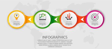Modern vektör çizim 3d. Şablon daire infographics dört element ile. İş, sunumlar, web tasarım, 4 adımlar, seçenekleri, parçalar veya işlemlerin diyagramları için tasarlanmış. Yaratıcı kavramı