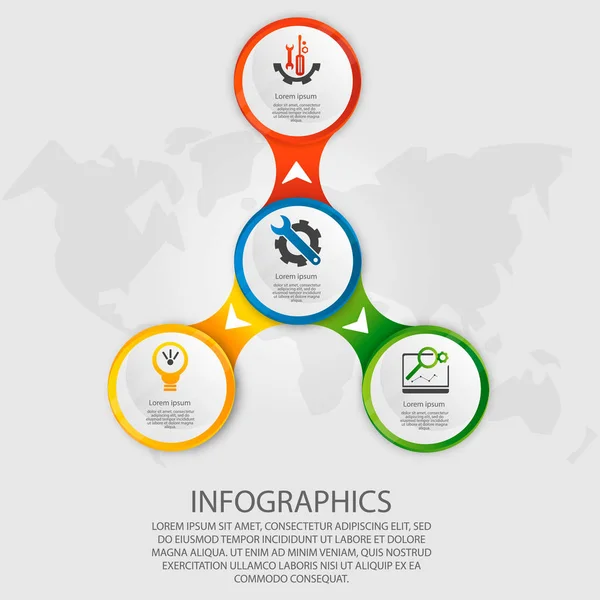 Moderne Vektorillustration 3d. Vorlagen-Kreis-Infografiken mit vier Elementen. entwickelt für Unternehmen, Präsentationen, Webdesign, Diagramme mit 4 Schritten, Optionen, Teilen oder Prozessen. Kreatives Konzept — Stockvektor