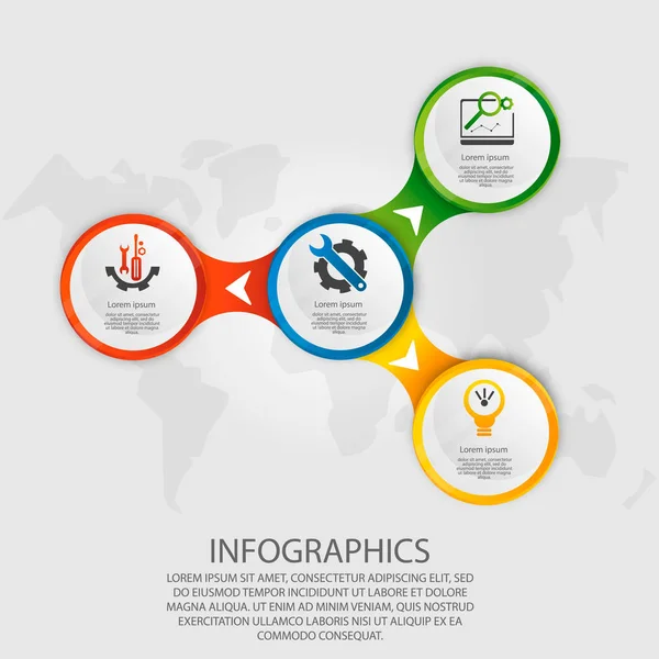 Moderne Vektorillustration 3d. Vorlagen-Kreis-Infografiken mit vier Elementen. entwickelt für Unternehmen, Präsentationen, Webdesign, Diagramme mit 4 Schritten, Optionen, Teilen oder Prozessen. Kreatives Konzept — Stockvektor