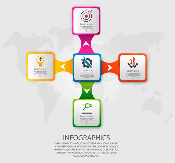 Moderna vektorillustration 3d. Mall infografik med fem element rektanglar. Utformad för business, presentationer, webbdesign, diagram med 5 steg, alternativ, delar. Begreppet steg för steg — Stock vektor