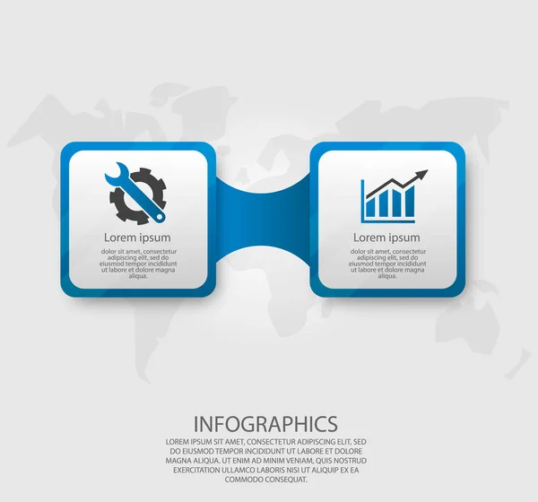 Illustrazione vettoriale moderna 3d. Infografica modello con due elementi rettangolari. Progettato per aziende, presentazioni, web design, diagrammi con 2 passaggi, opzioni, parti. Concetto passo dopo passo — Vettoriale Stock